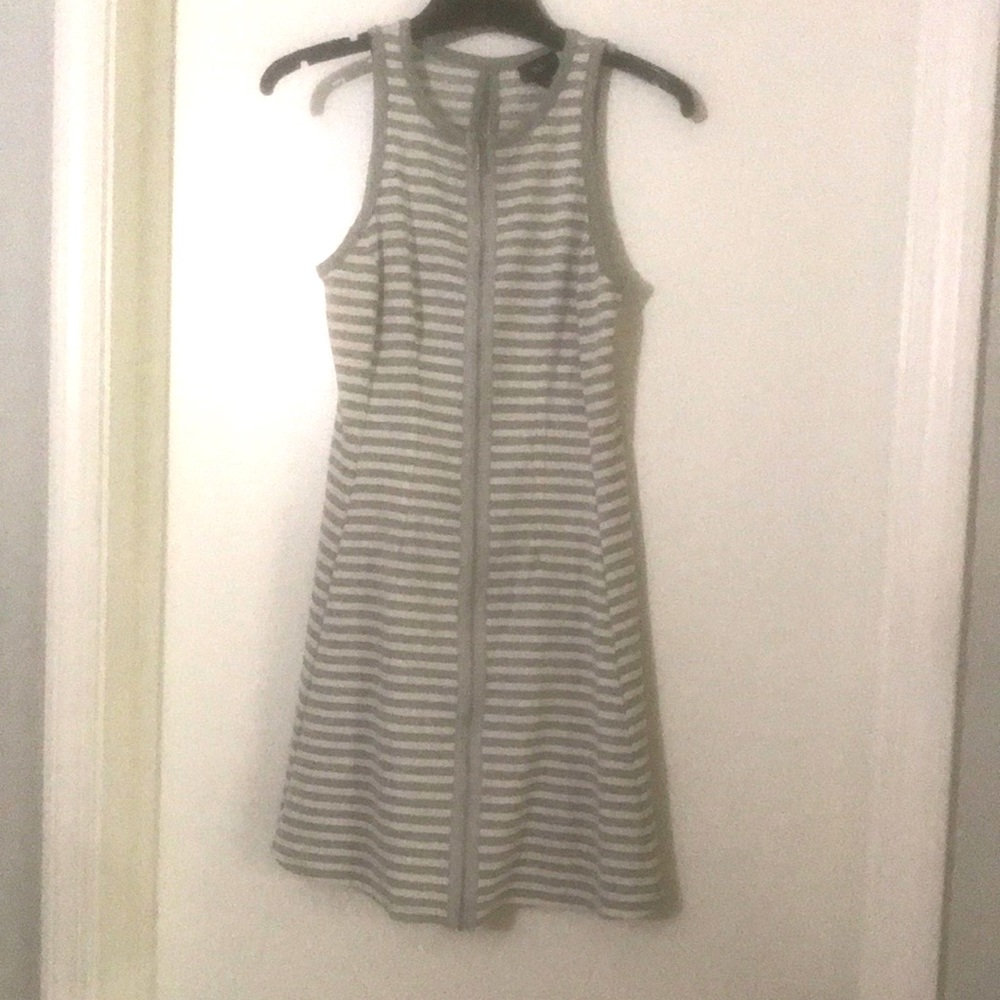 Gray and white striped dress